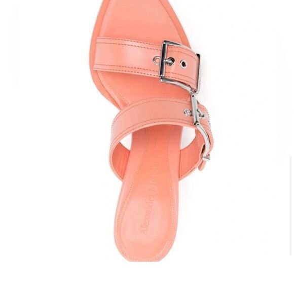 1090.00 NIB Alexander McQueen Box Buckle-Detailed Heeled Sandals 38 1/2 - Picture 6 of 14